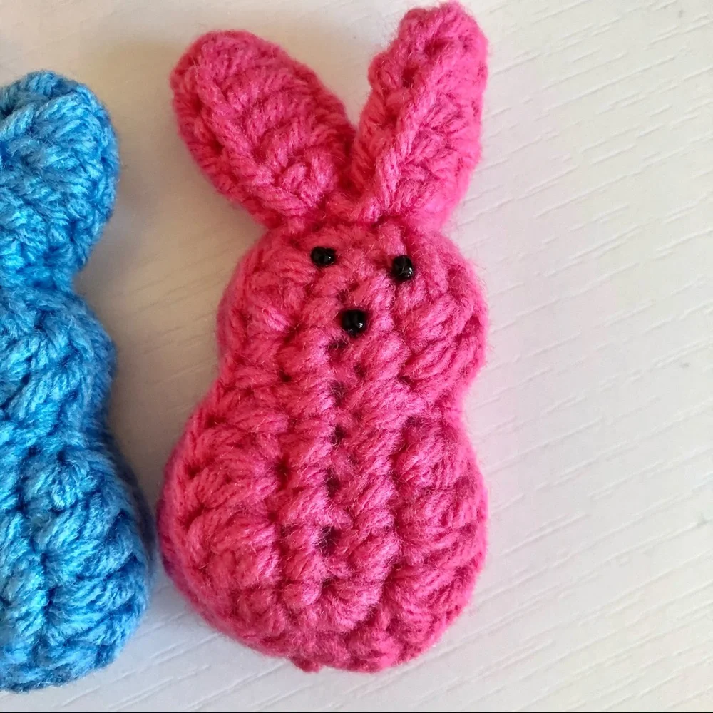Hand Crafted Crocheted Easter Bunny Peeps handmade set of 5 stuffed animals - Picture 9 of 9